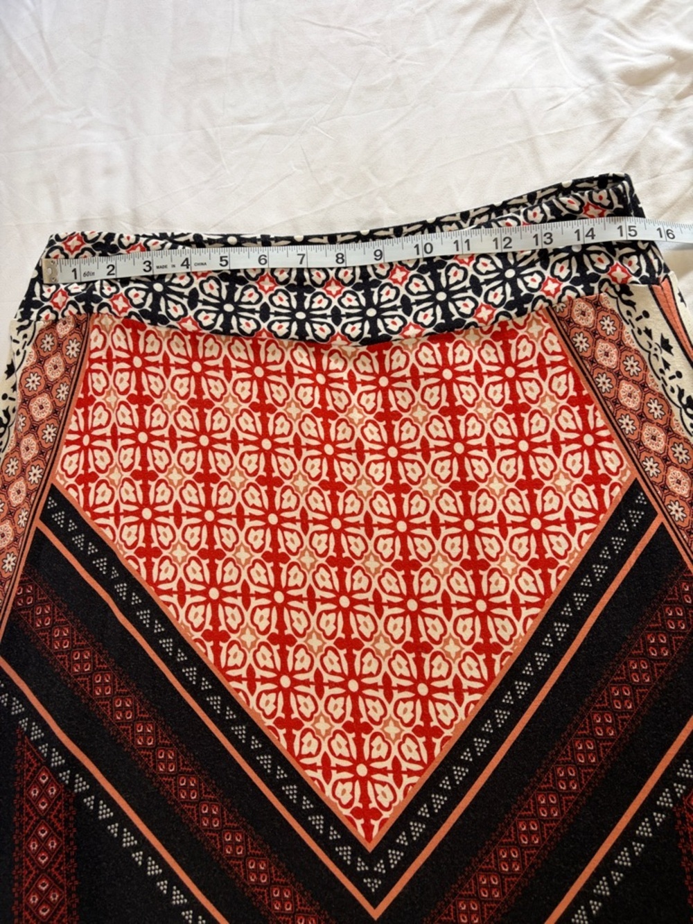 New Direction Orange and Black Patterned Maxi A-line Skirt - Picture 6 of 8